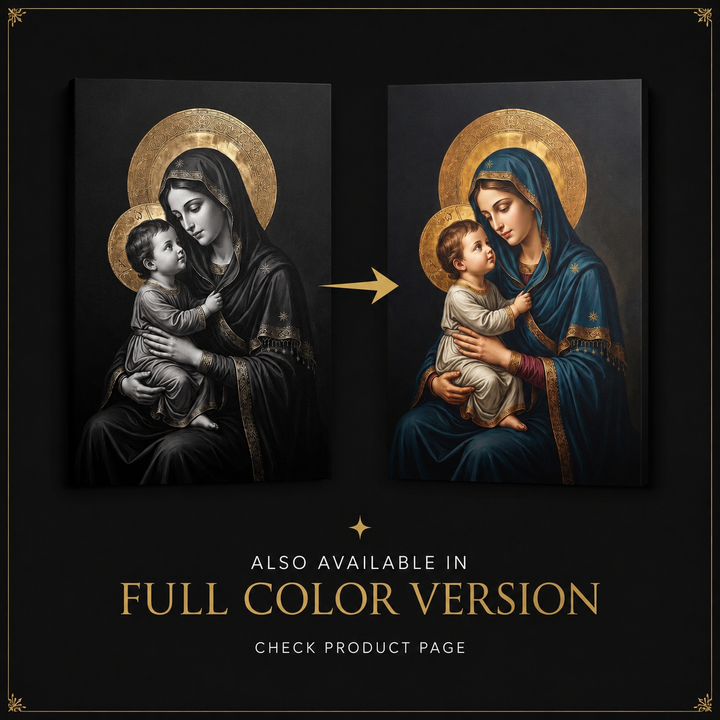 Virgin Mary and Jesus Christ | Black &amp; Gold