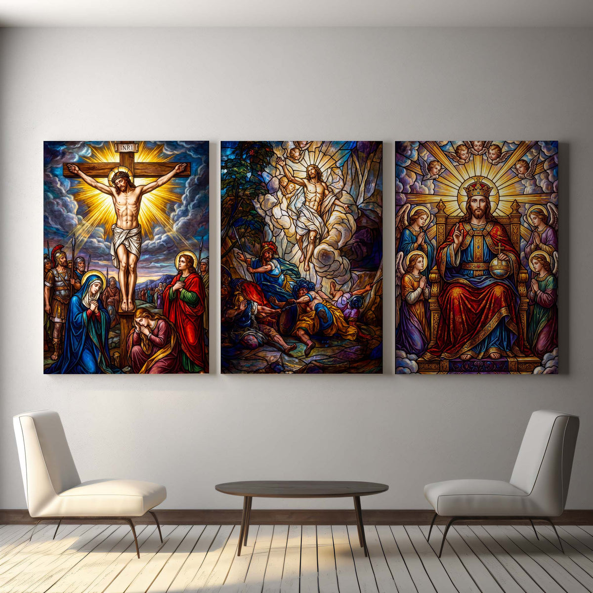 Three-canvas collection featuring "Christ The King | Rex Regum"