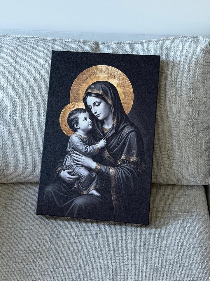 Virgin Mary and Jesus Christ | Black &amp; Gold